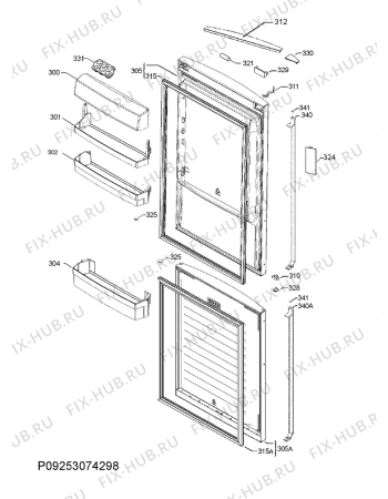 Схема №1 RCB83724VX с изображением Рукоятка для холодильника Aeg 8074986038